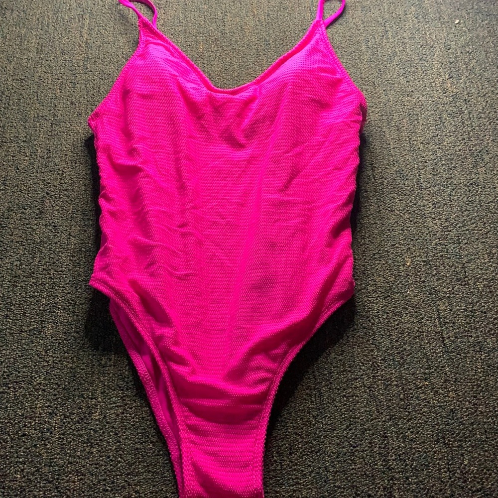 Neon pink bathing suit